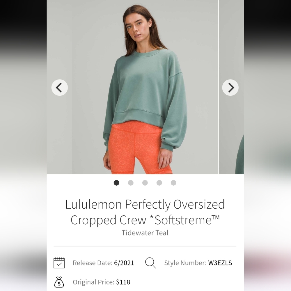 lululemon athletica Oversized Cropped Crew in Tidewater Teal